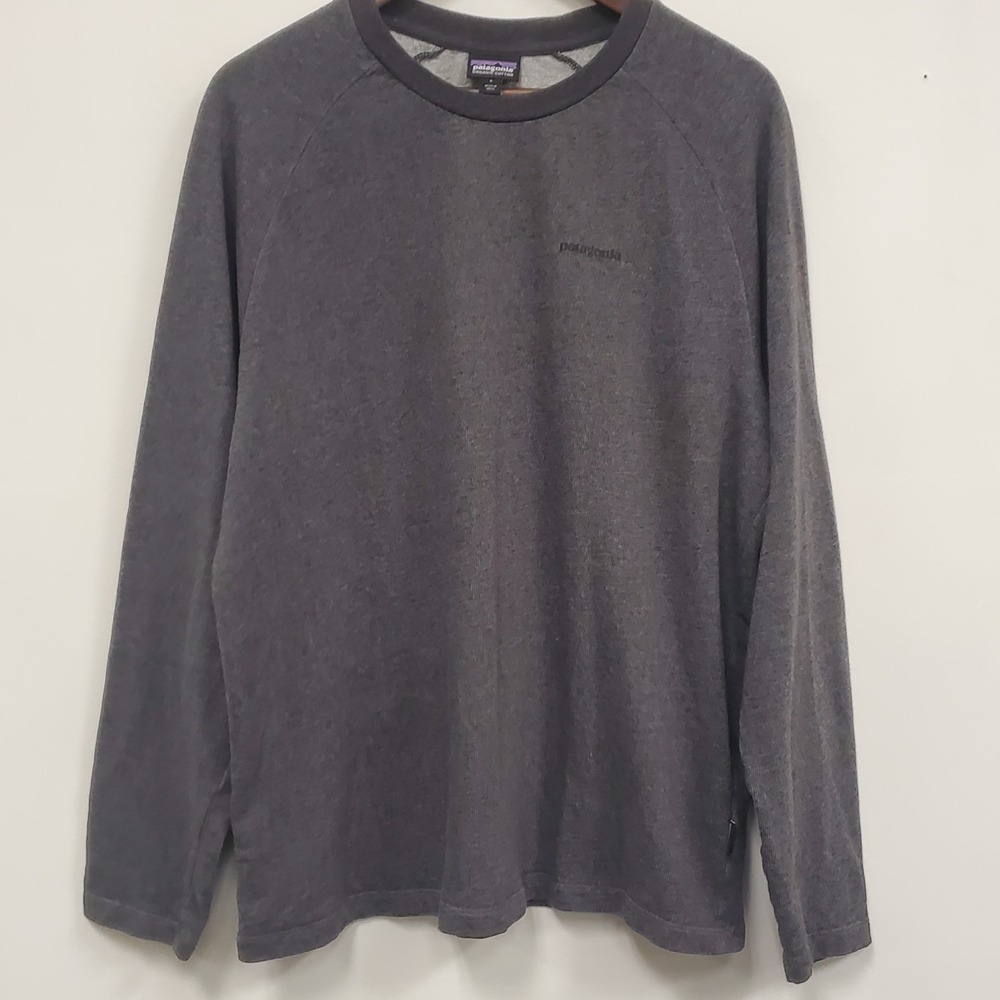 Patagonia Mens‎ Organic Cotton Crew Neck Raglan Graphic Sweatshirt Size L Gray